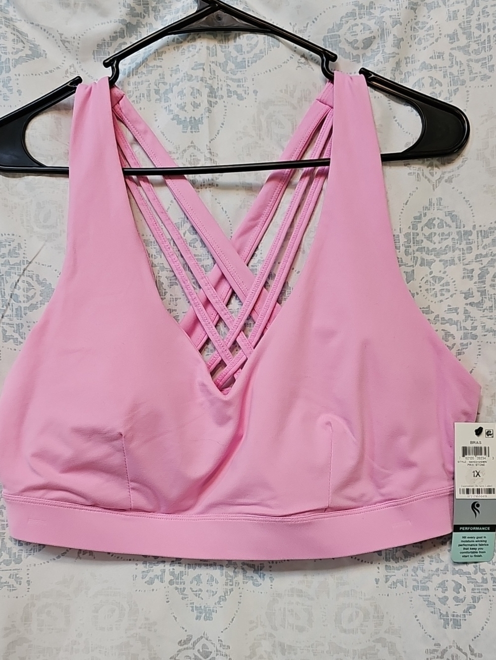 Ideology Pink Crisscross Strappy Sports Bra